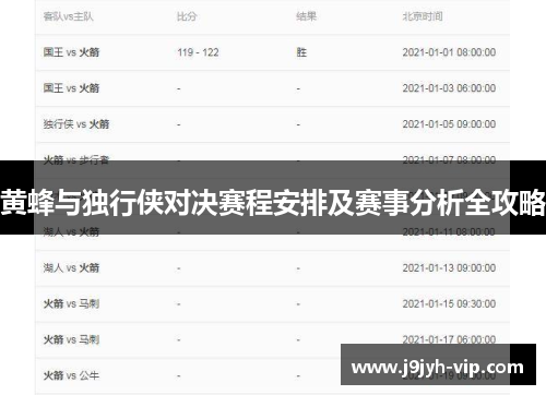 黄蜂与独行侠对决赛程安排及赛事分析全攻略